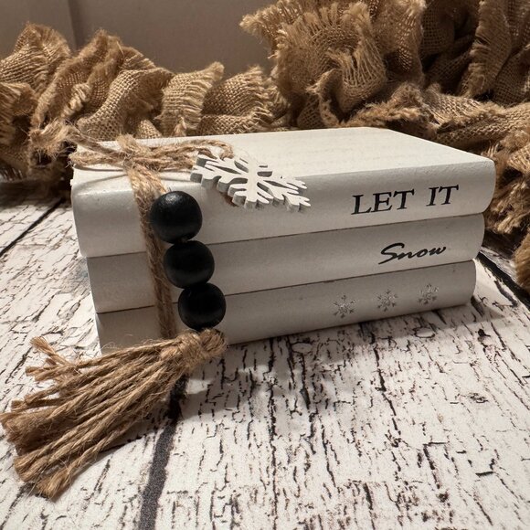 Let it Snow Pile of Books Table top Decor - Picture 1 of 1